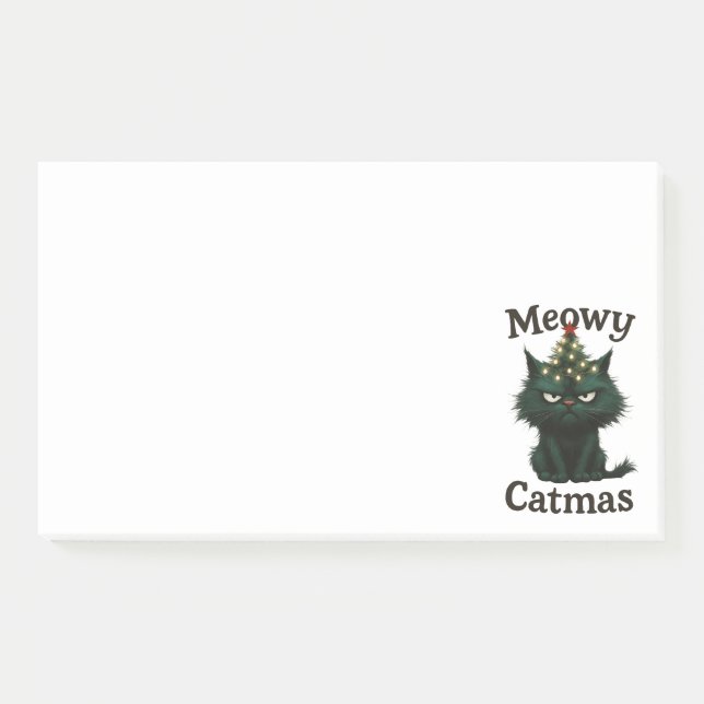 Meowy Catmas Moody Katze Post-it Klebezettel (Vorderseite)
