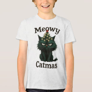 Meowy Catmas Moody Katze Tri-Blend Shirt