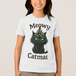 Meowy Catmas Moody Katze Tri-Blend Shirt