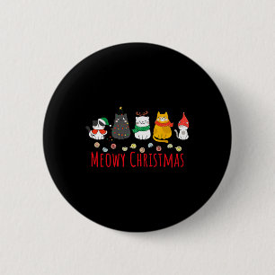 Meowy Catmas Niedlich Kitten Cat Weihnachtsmannmüt Button