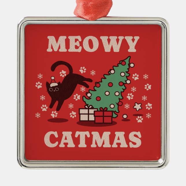 Meowy Catmas Ornament Aus Metall (Vorne)