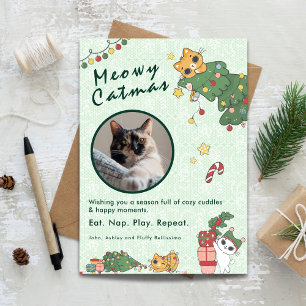Meowy Catmas Süße Katzen-Weihnachts-Foto Feiertagskarte