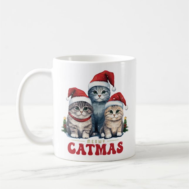 Meowy CaTMas Three SMiling Cats Kaffeetasse (Links)