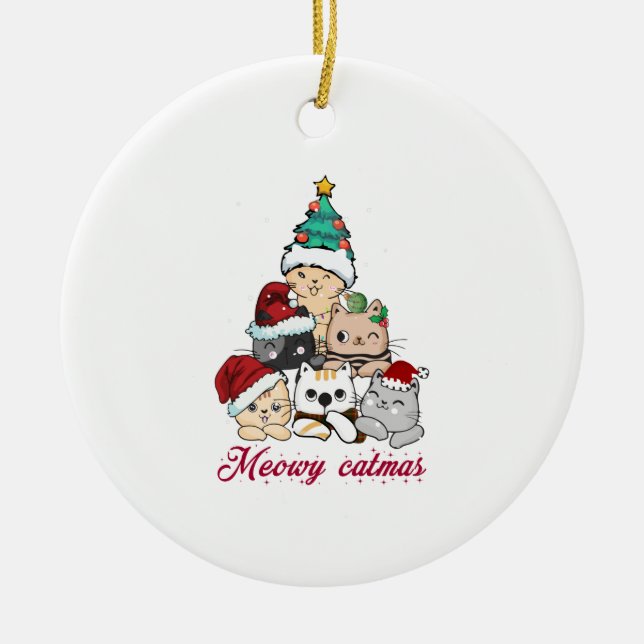 Meowy Catmas Tree Keramik Ornament (Vorne)