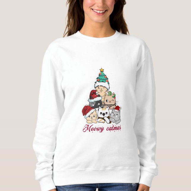 Meowy Catmas Tree Sweatshirt (Vorderseite)
