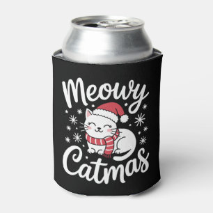 Meowy Catmas Weihnachten Katze Santa Hut Schal Xma Dosenkühler
