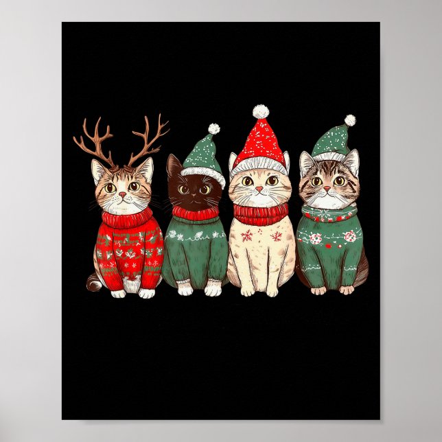 Meowy Catmas Weihnachten Weihnachten Weihnachten W Poster (Vorne)