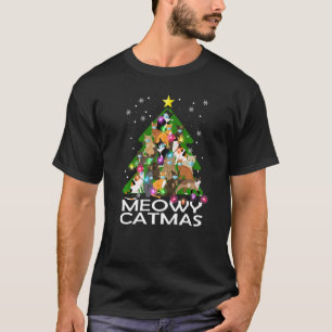 Meowy Catmas Weihnachtsbaum Katzen tragen Maske Xm T-Shirt