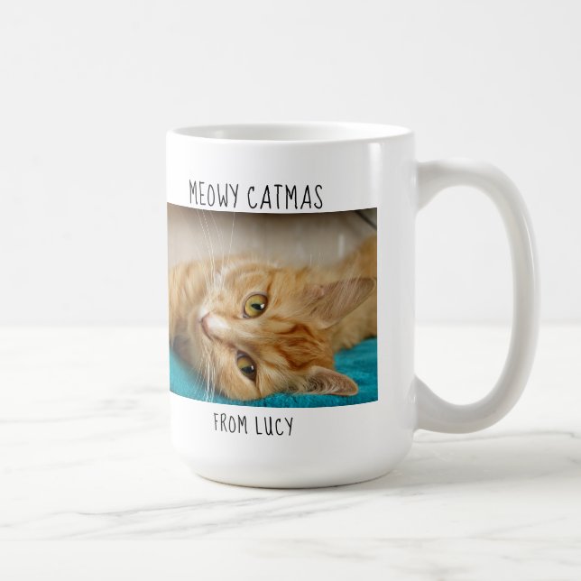 Meowy Catmas Welt größte Cat Mama Name Foto Kaffeetasse (Rechts)