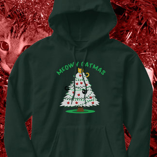 Meowy Catmus | Lustige Weihnachtsbaumkatzen Hoodie