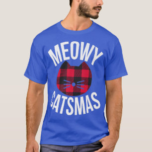 Meowy Catsmas Frohe Weihnachtsbüffel kariert rusti T-Shirt