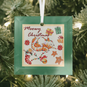 Meowy Christmas Albern Cat Ornament Aus Glas