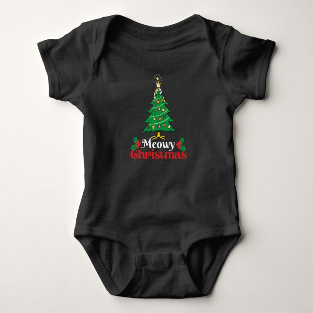 Meowy Christmas Baby Strampler (Vorderseite)