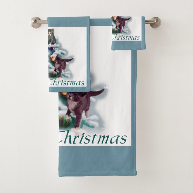 Meowy Christmas Badhandtuch Set (Insitu)