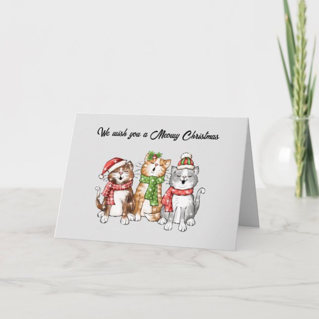 Meowy Christmas Card Dankeskarte (Vorderseite)