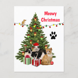 Meowy Christmas Cat / Cat Lover Collage entwickelt Postkarte