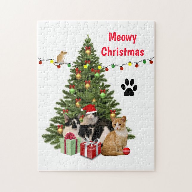 Meowy Christmas Cat / Cat Lover Puzzle (Vertikal)