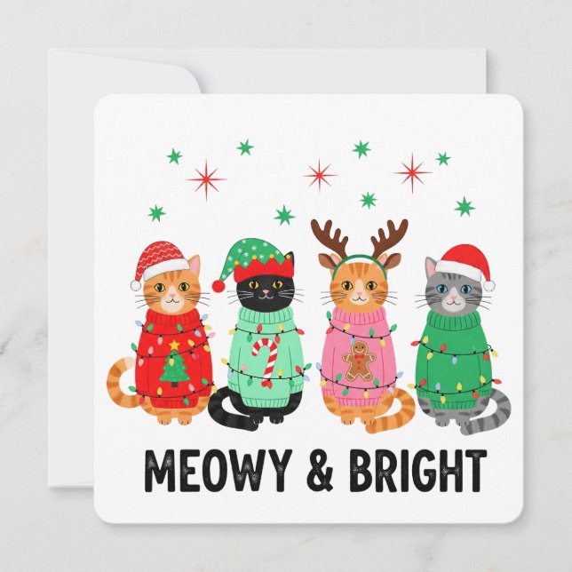 Meowy Christmas Cat Einladung (Vorderseite)