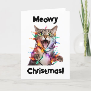 Meowy Christmas Cat Faltgrusskarte Feiertagskarte