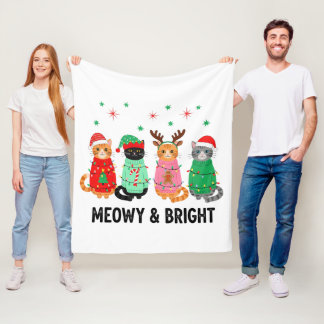 Meowy Christmas Cat Fleecedecke