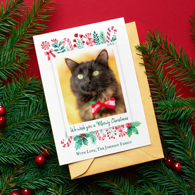 Meowy Christmas Cat Foto Weihnachten (Meowy Christmas Cat Photo Christmas Holiday Card)
