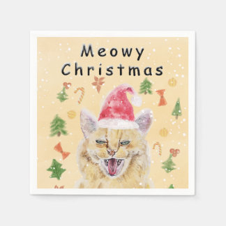 Meowy Christmas cat funny and cute cat Serviette