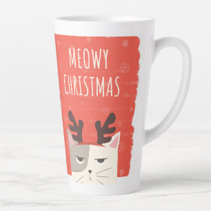 MEOWY CHRISTMAS CAT-FUNNY LATTE KAFFEE-TASSE MILCHTASSE