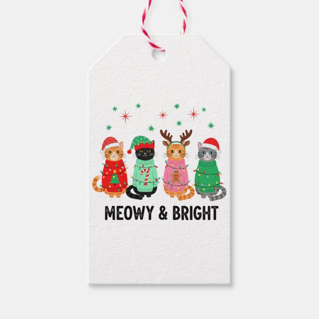 Meowy Christmas Cat Geschenkanhänger (Vorderseite)