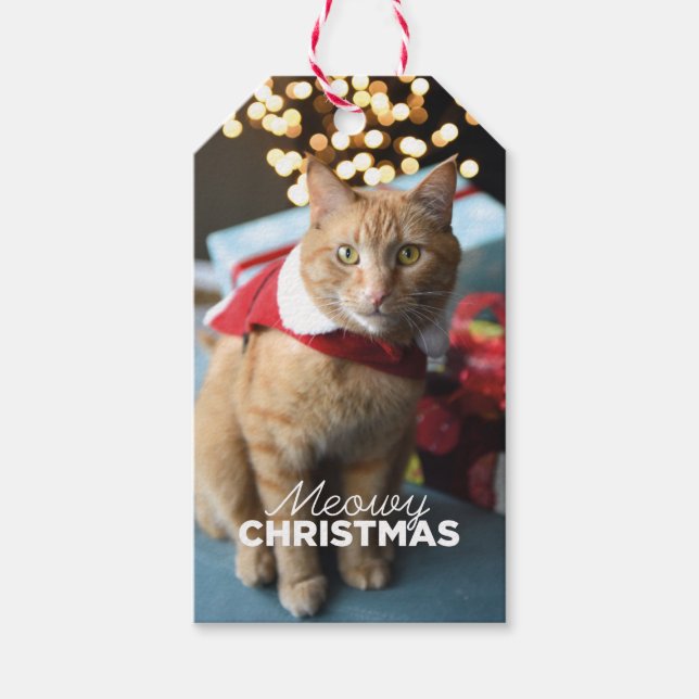Meowy Christmas Cat Gift Tag Geschenkanhänger (Vorderseite)