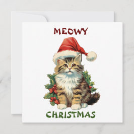 Meowy Christmas, Cat Grußkarte, Frohe Weihnachten