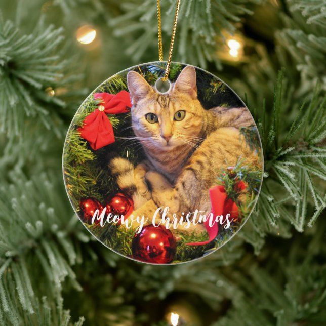 Meowy Christmas Cat Keramik Ornament (Baum)