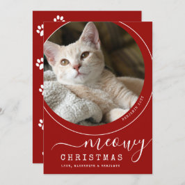 Meowy Christmas Cat Kitten Foto Rot und Weiß