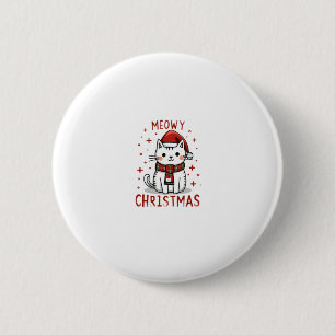 Meowy Christmas Cat Lover Funny Festivals Feiertag Button