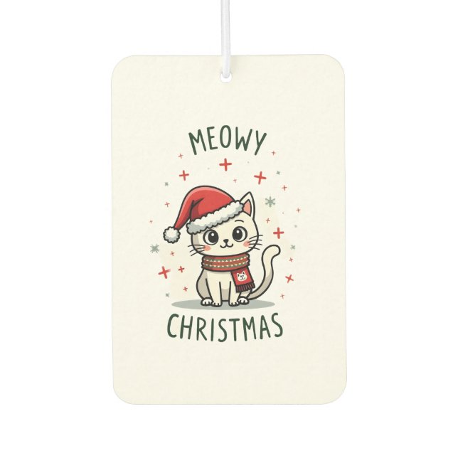 Meowy Christmas Cat Lover Funny Festive Holidays C Autolufterfrischer (Vorderseite)