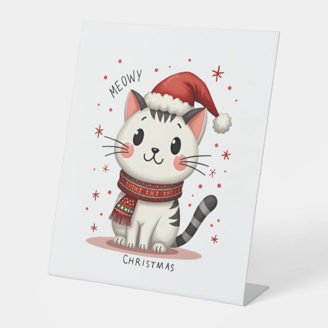Meowy Christmas Cat Lover Funny Festive Holidays C Sockelschild (Vorderseite)