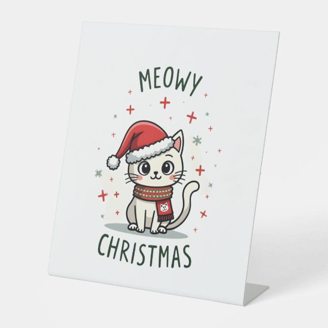 Meowy Christmas Cat Lover Funny Festive Holidays C Sockelschild (Vorderseite)