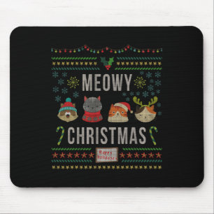 Meowy Christmas Cat Lover Tacky Ugly Christmas Par Mousepad