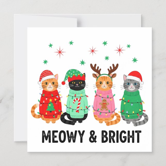 Meowy Christmas Cat Magneteinladung (Vorderseite)