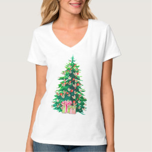 Meowy Christmas Cat Mama Funny Christmas Tree Shir T-Shirt