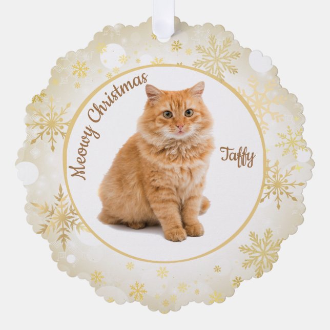 Meowy Christmas Cat Pet Ornament Karte (Vorderseite)