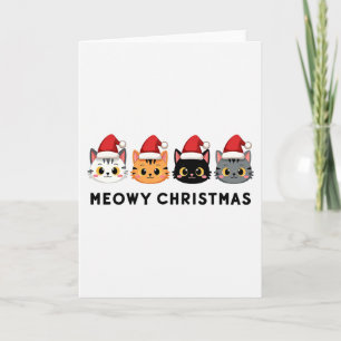 Meowy Christmas Cat Pun Funny Holiday Card Karte
