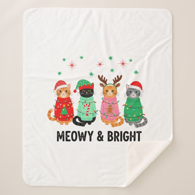 Meowy Christmas Cat Sherpadecke (Vorderseite)