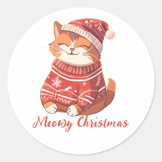 Meowy Christmas Cat Sticker - Festtagskatze (Vorderseite)