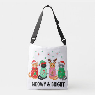 Meowy Christmas Cat Tragetaschen Mit Langen Trägern