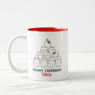 Meowy Christmas Cat Tree Tasse - Individuelle Name