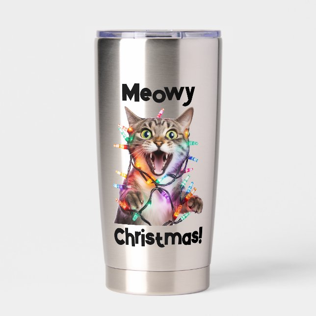 Meowy Christmas Cat Tumbler Geschenk Thermobecher (Vorderseite)