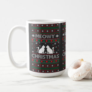 Meowy Christmas Cat Ugly Sweater T - Shirt Kaffeetasse
