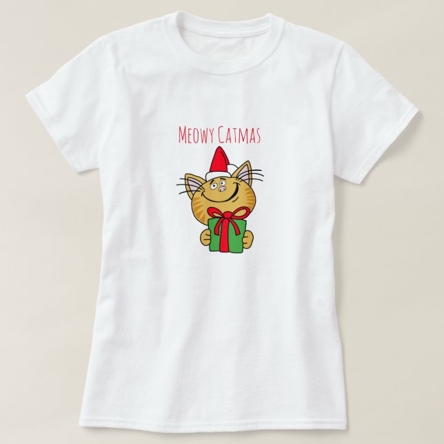 Meowy Christmas Cat Women's Basic T - Shirt (Design vorne)