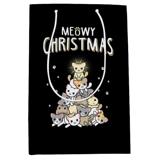Meowy Christmas Classic Merry Christmas Mittlere Geschenktüte (Vorderseite)