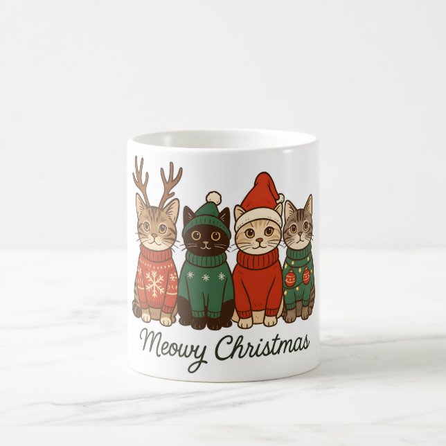 Meowy Christmas Cozy Cat Mug Kaffeetasse (Mittel)